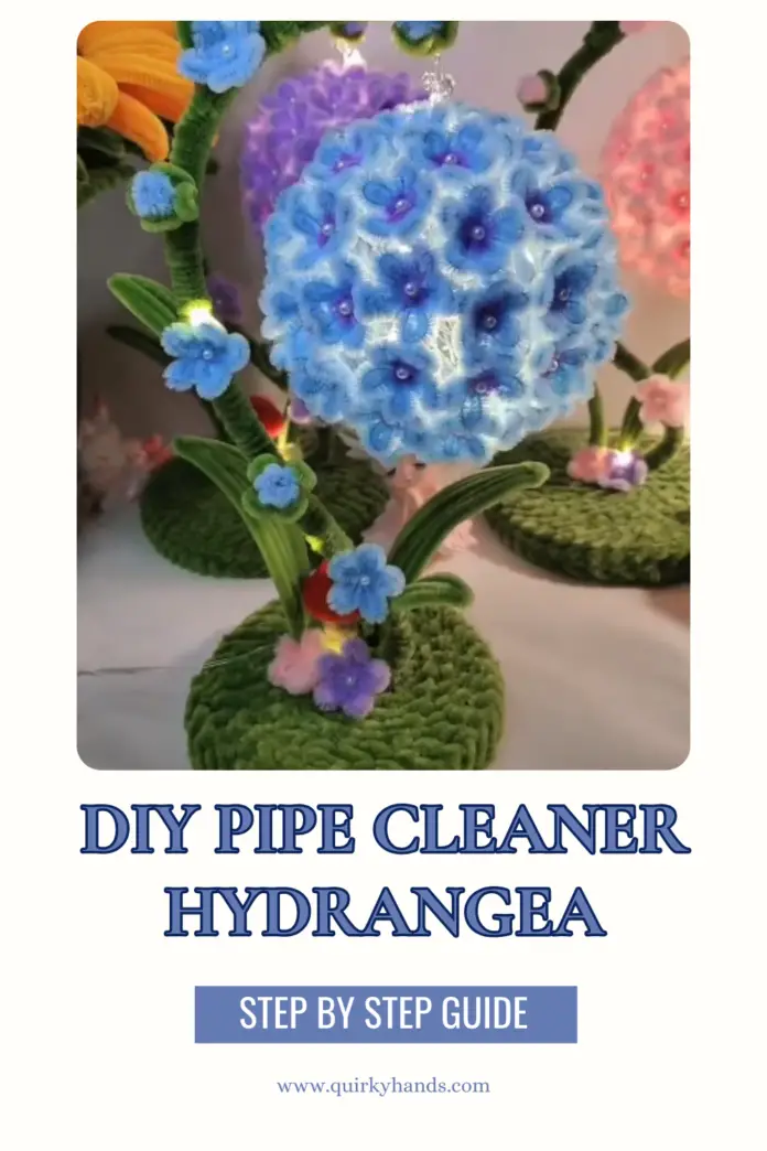 DIY Pipe Cleaner Hydrangea Flower Lamp – Beautiful Handmade Craft Tutorial for Home Decor 💡