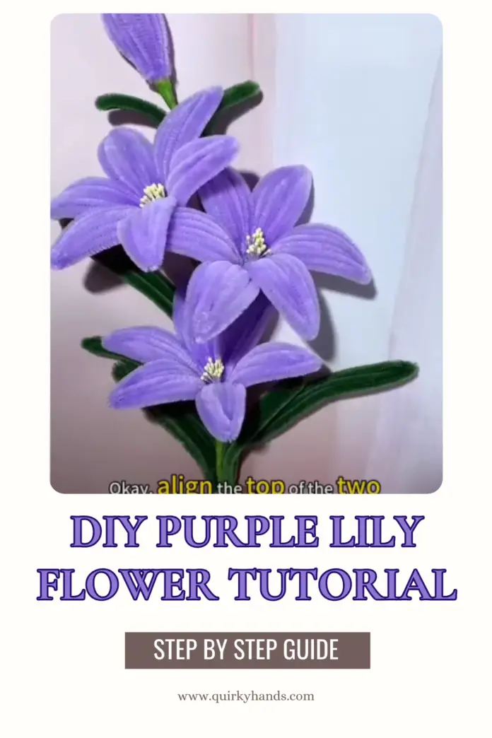 DIY Purple Lily Flower Tutorial with Pipe Cleaners – Easy Handmade Flower Craft 🌸🎨