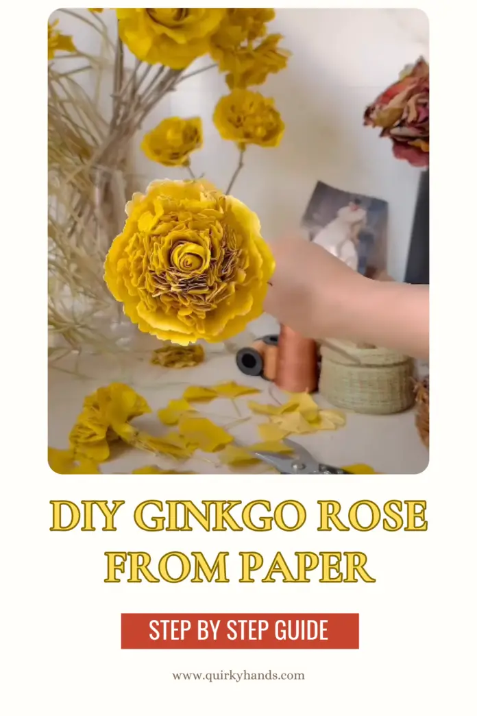 DIY Ginkgo Rose from Paper – Unique Paper Craft Flower Tutorial 🌿🌹