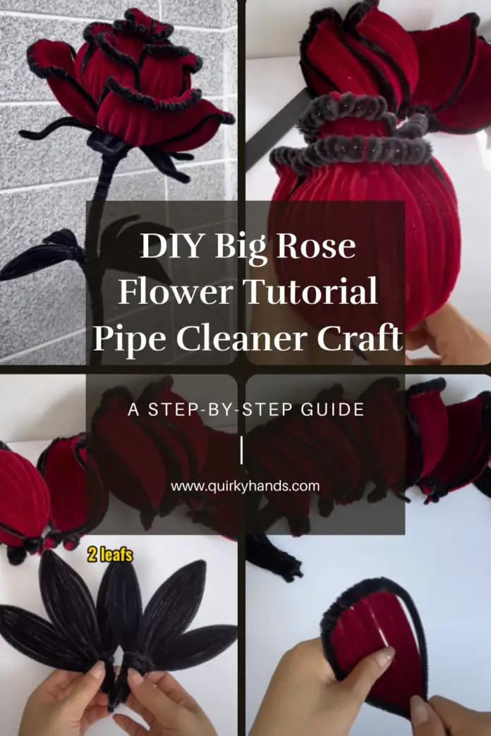 DIY Big Rose Flower Tutorial – Pipe Cleaner Craft for Home Decoration